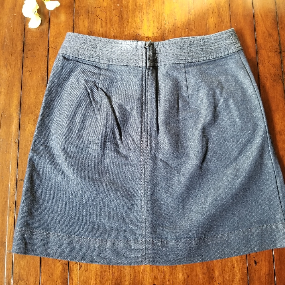 LOFT | Denim Look-a-like Skirt A-line Button Pleat - Picture 5 of 8